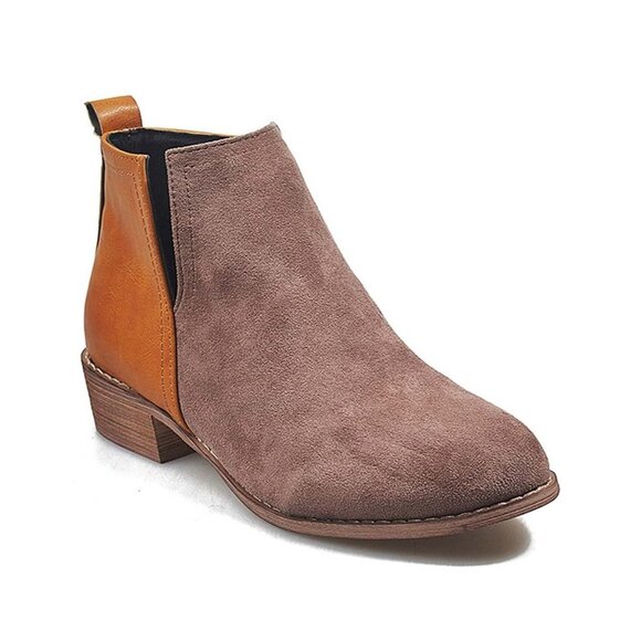 YASIRUN - Khaki & Taupe Ankle Boots - Picture 1 of 7